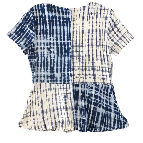 DKNY White and Blue Patterned Colour Blocked Top M - Picture 2 of 14